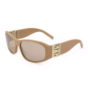 Givenchy Sunglasses Square Full Rim, Shiny Beige Frame and Brown Lens